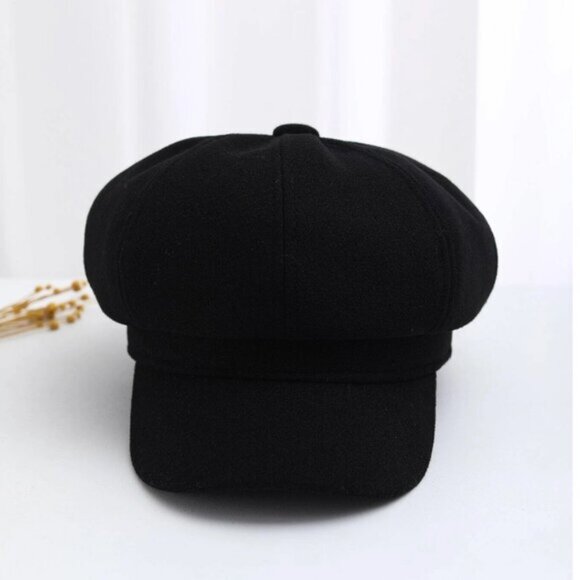 Minimalist Newsboy Baker Boy Cap Black - Picture 3 of 6